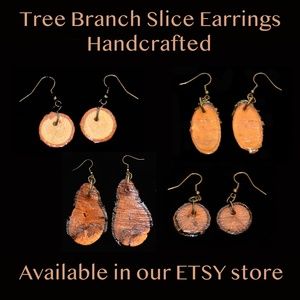 Branch Slice Wooden Earrings - Handcrafted